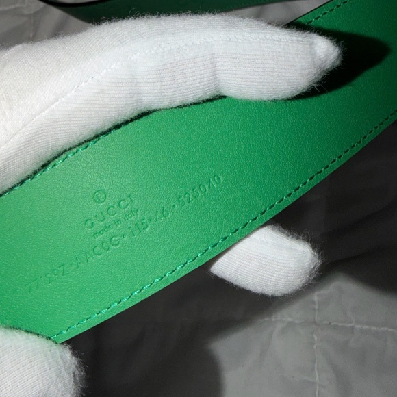 Gucci Green Embossed Leather Belt - Picture 5 of 8